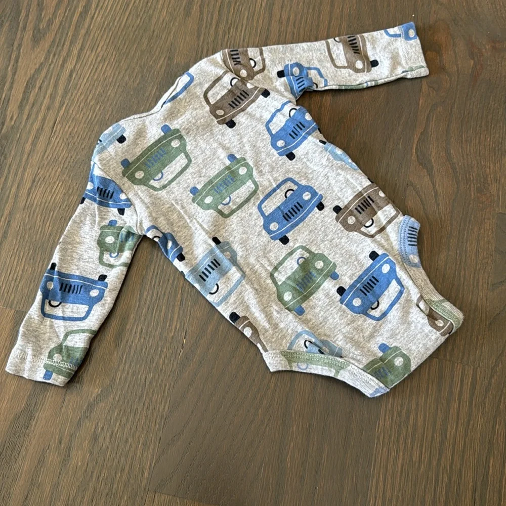 Carter's 4 Pack Little Baby Basics Bodysuits Boy Car One-Pieces | 3M